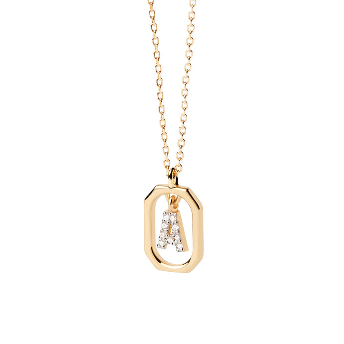 PDPAOLA Yellow Gold Plate CZ Mini 'A' Initial Necklace