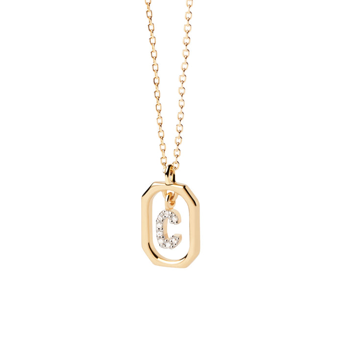 PDPAOLA Yellow Gold Plate CZ Mini 'C' Initial Necklace