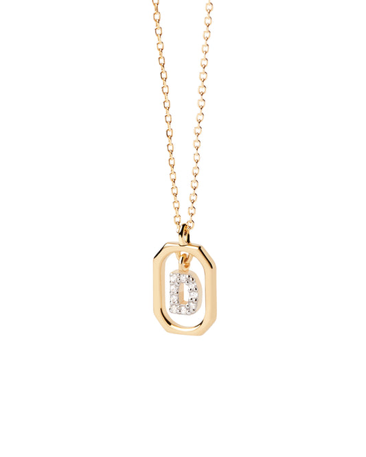 PDPAOLA Yellow Gold Plate CZ Mini 'D' Initial Necklace