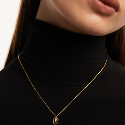 PDPAOLA Yellow Gold Plate CZ Mini 'E' Initial Necklace