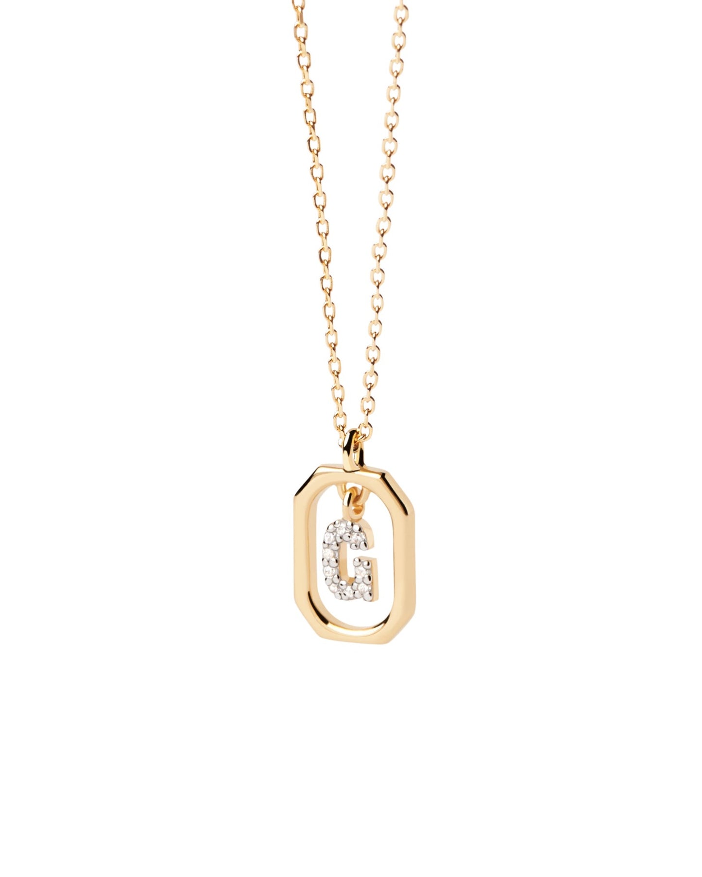 PDPAOLA Yellow Gold Plate CZ Mini 'G' Initial Necklace