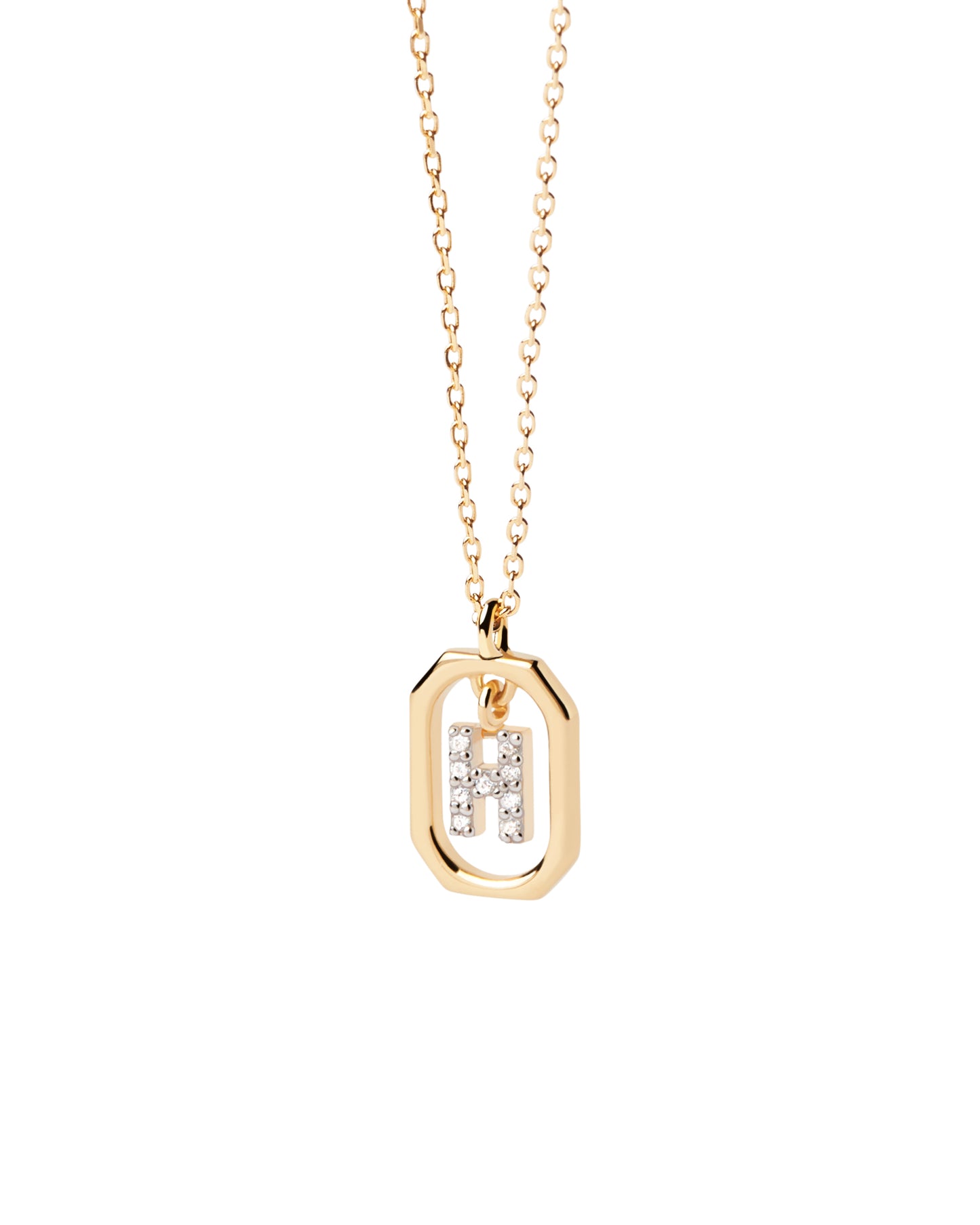 PDPAOLA Yellow Gold Plate CZ Mini 'H' Initial Necklace