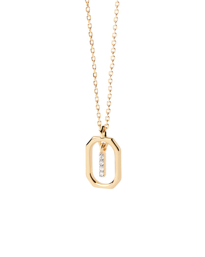 PDPAOLA Yellow Gold Plate CZ Mini 'I' Initial Necklace