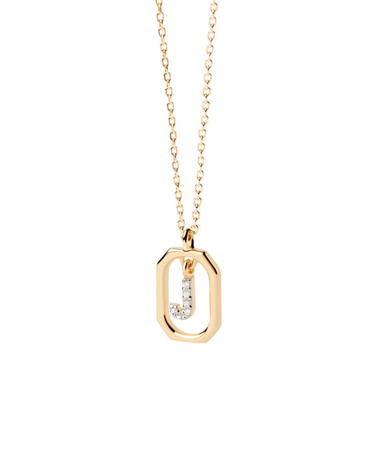 PDPAOLA Yellow Gold Plate CZ Mini 'J' Initial Necklace