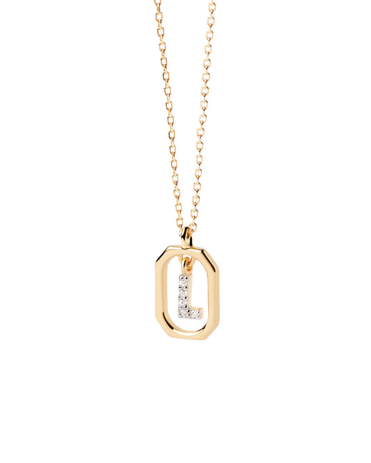 PDPAOLA Yellow Gold Plate CZ Mini 'L' Initial Necklace