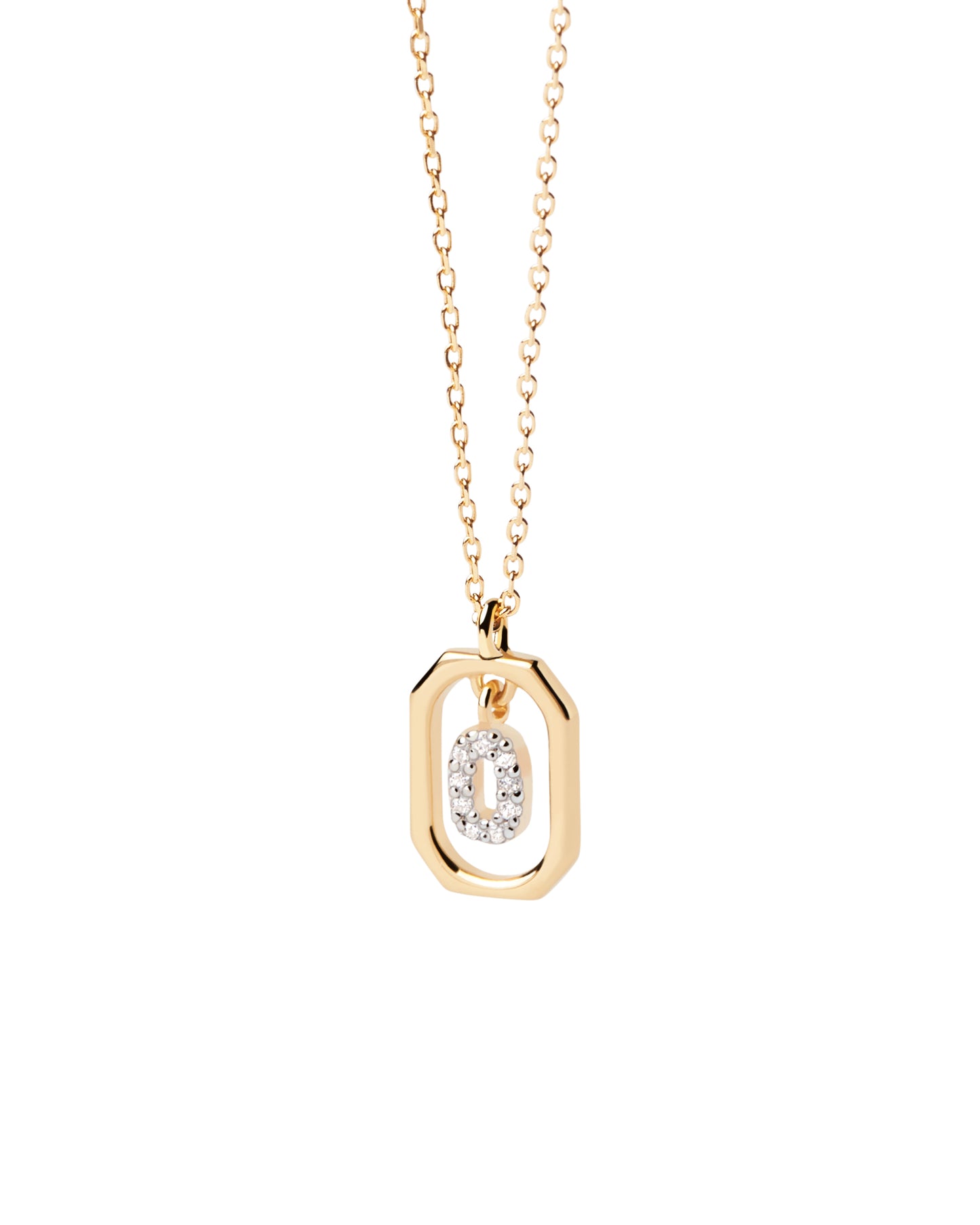 PDPAOLA Yellow Gold Plate CZ Mini 'O' Initial Necklace