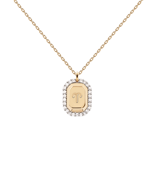 PDPAOLA Yellow Gold Plated CZ 'Aries' Zodiac Necklace