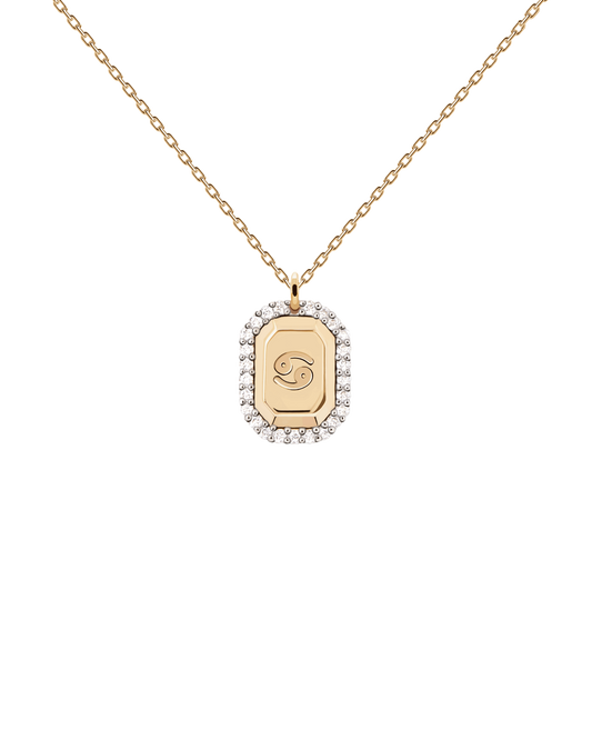 PDPAOLA Yellow Gold Plated CZ 'Cancer' Zodiac Necklace