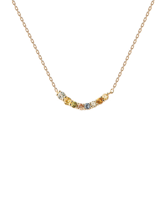 PDPAOLA Yellow Gold Coloured CZ Curve Bar Necklace