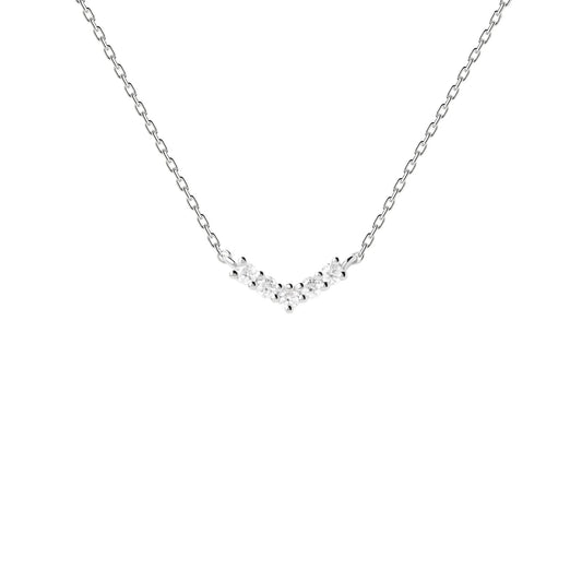 PDPAOLA Silver Mini Crown CZ Necklace