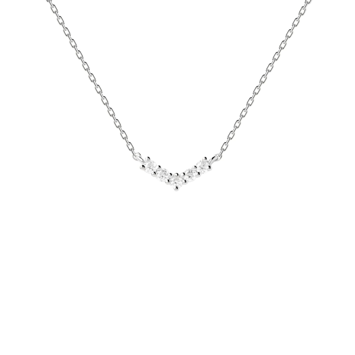 PDPAOLA Silver Mini Crown CZ Necklace