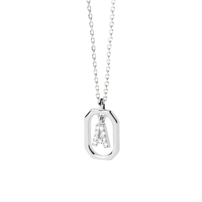 PDPAOLA Sterling Silver CZ Mini 'A' Initial Necklace