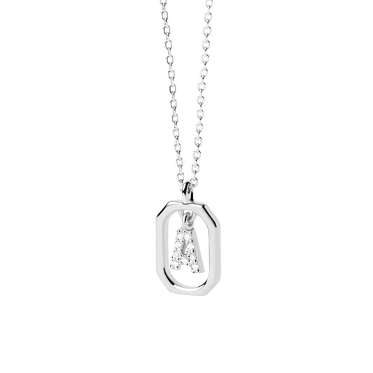 PDPAOLA Sterling Silver CZ Mini 'A' Initial Necklace
