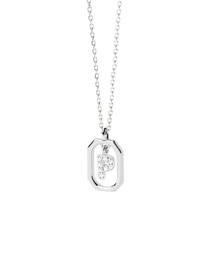 PDPAOLA Sterling Silver CZ Mini 'P' Initial Necklace