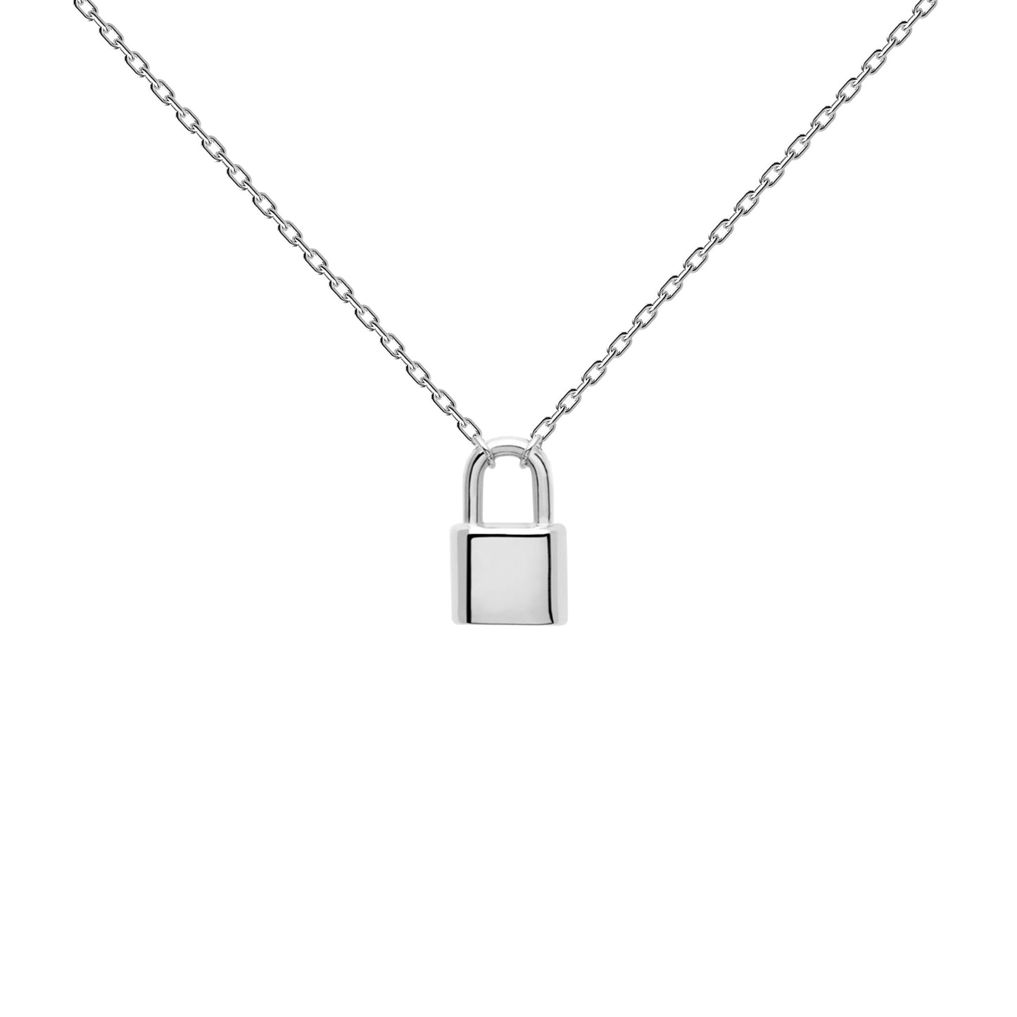 PDPAOLA Sterling Silver Lock Charm Necklace
