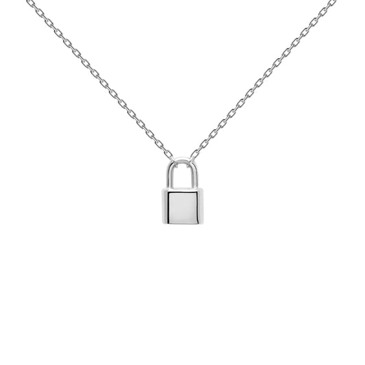 PDPAOLA Sterling Silver Lock Charm Necklace