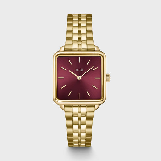 Cluse 28.5mm La Tétragone Yellow and Burgundy Tone Bracelet Watch