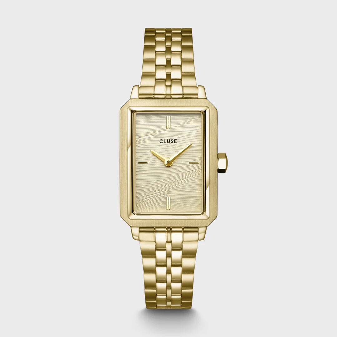 An image of Cluse 30mm Fluette Gold Toned Steel Link Watch From official stockists Jack Murphy Jewellers