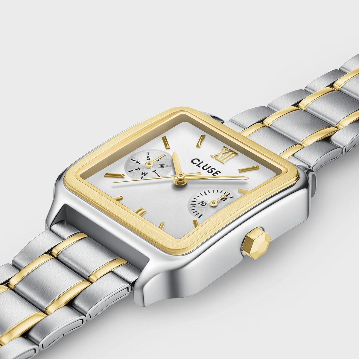 Cluse 30mm Gracieuse Multifunction Silver Dial Two Tone Link Strap Watch