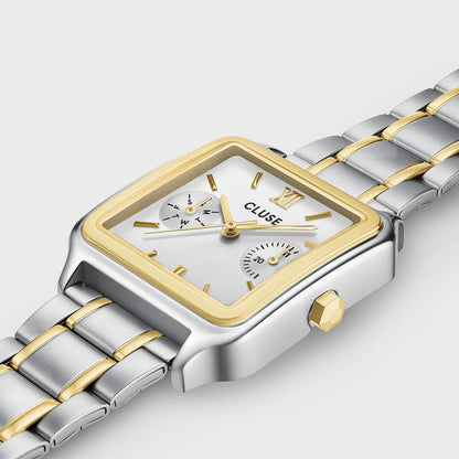 Cluse 30mm Gracieuse Multifunction Silver Dial Two Tone Link Strap Watch