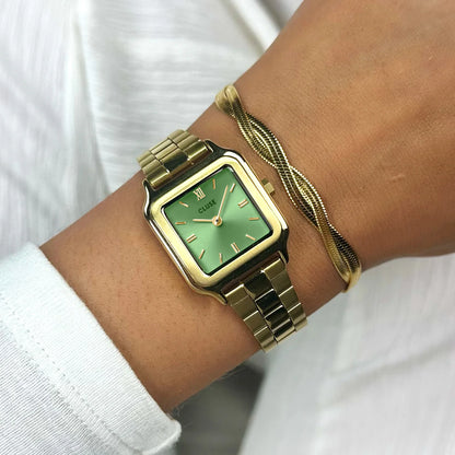 Cluse 24mm Gracieuse Petite Light Green Dial Yellow Gold Colour Bracelet Watch