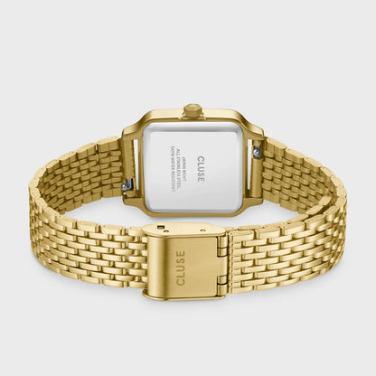 Cluse 24mm Gracieuse Petite White Dial Glass Pearl Bezel Gold Colour Steel Bracelet Watch