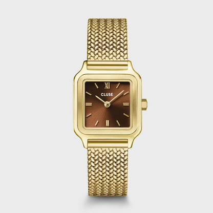 Cluse 24mm Gracieuse Petite Brown Dial Yellow Gold Toned Mesh Bracelet Watch