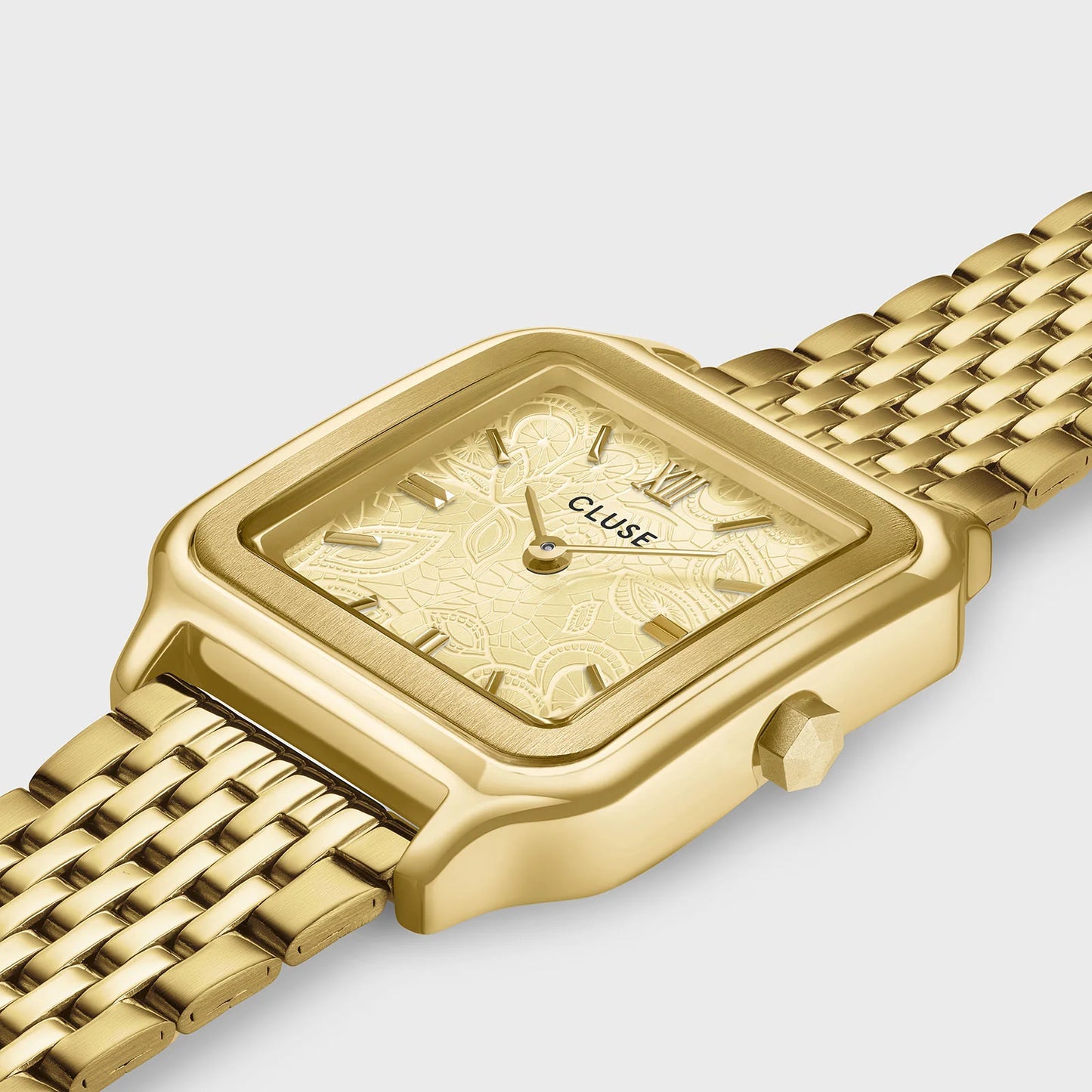 Cluse 28mm Gracieuse Yellow Gold Lace Texture Watch
