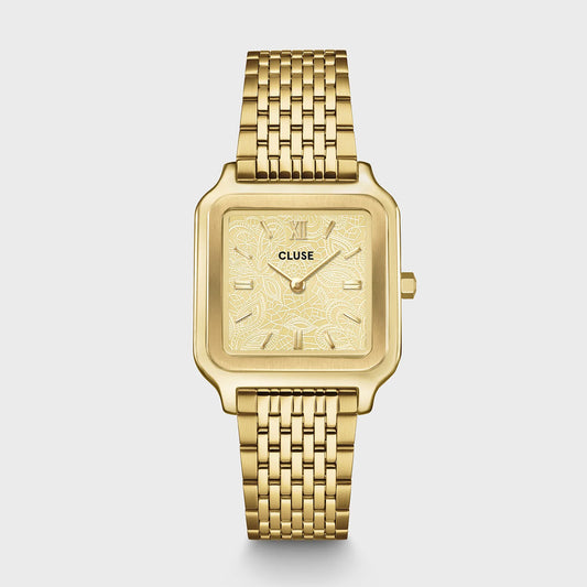Cluse 28mm Gracieuse Yellow Gold Lace Texture Watch