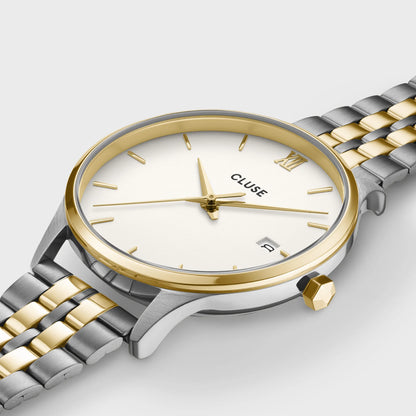 Cluse Minuit Date Steel and Yellow Two Tone Watch