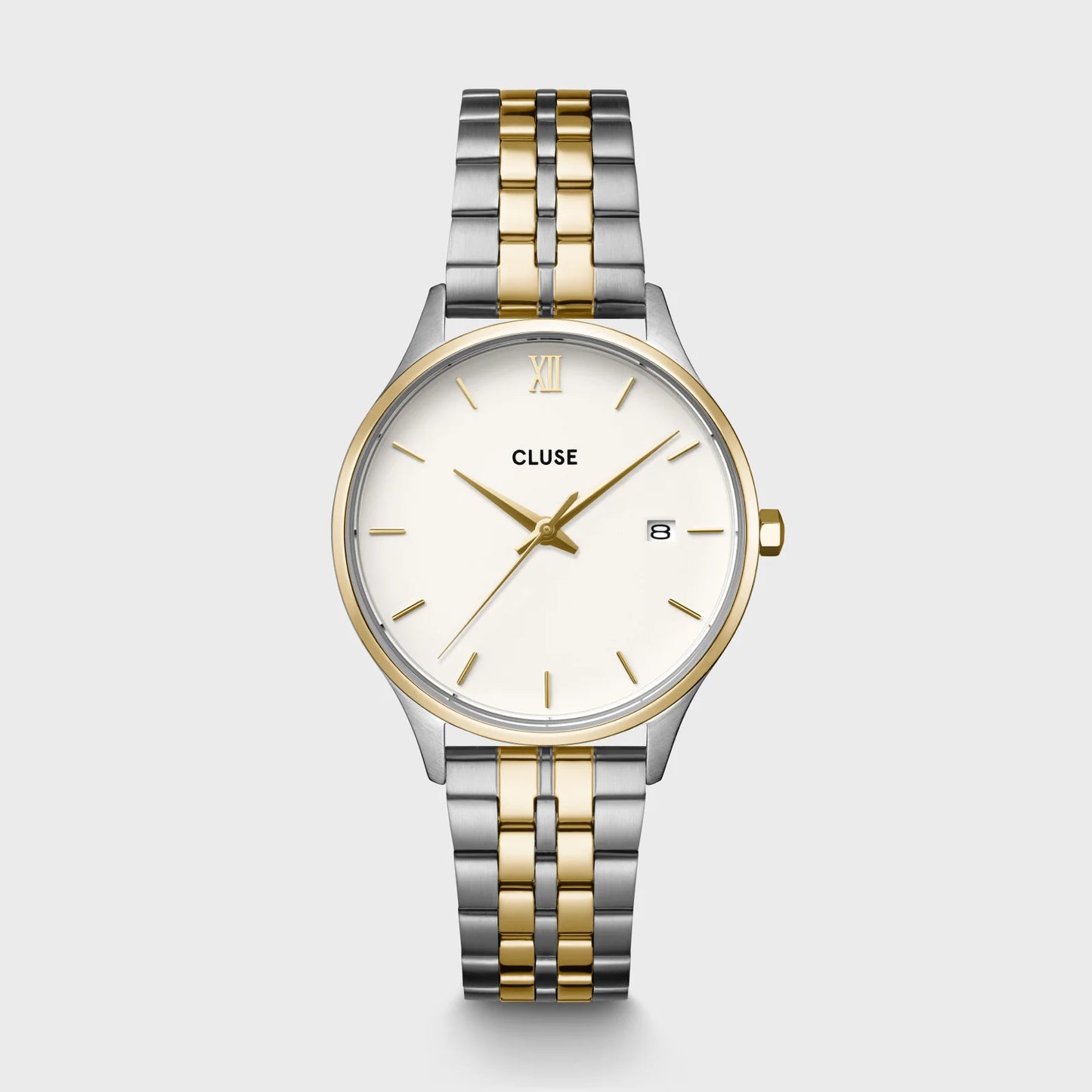 Cluse Minuit Date Steel and Yellow Two Tone Watch