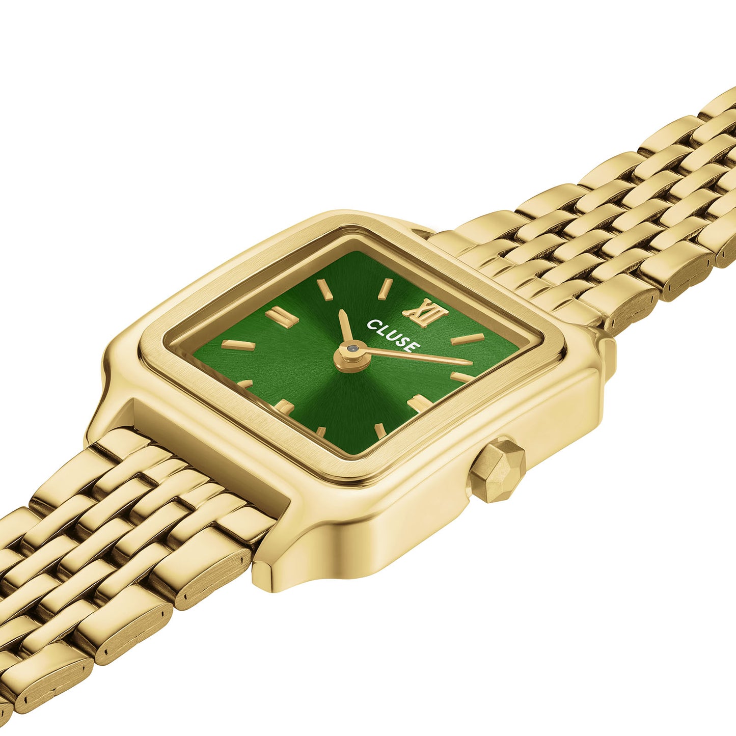 Cluse 21mm Gracieuse Mini Green Dial Double Loop Gold Toned Steel Link Watch