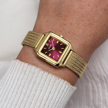 Cluse 21mm Gracieuse Mini Dark Cherry Dial Yellow Gold Colour Bracelet Watch