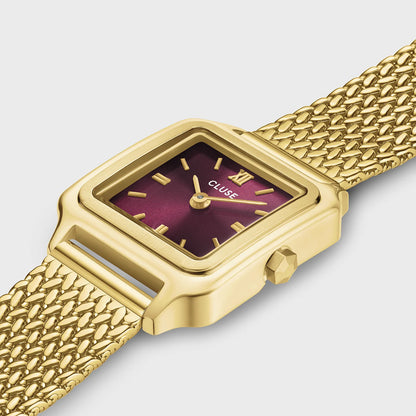 Cluse 21mm Gracieuse Mini Dark Cherry Dial Yellow Gold Colour Bracelet Watch