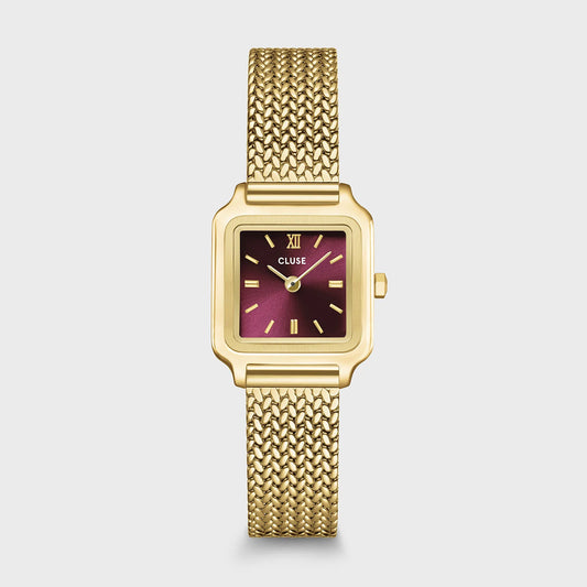 Cluse 21mm Gracieuse Mini Dark Cherry Dial Yellow Gold Colour Bracelet Watch