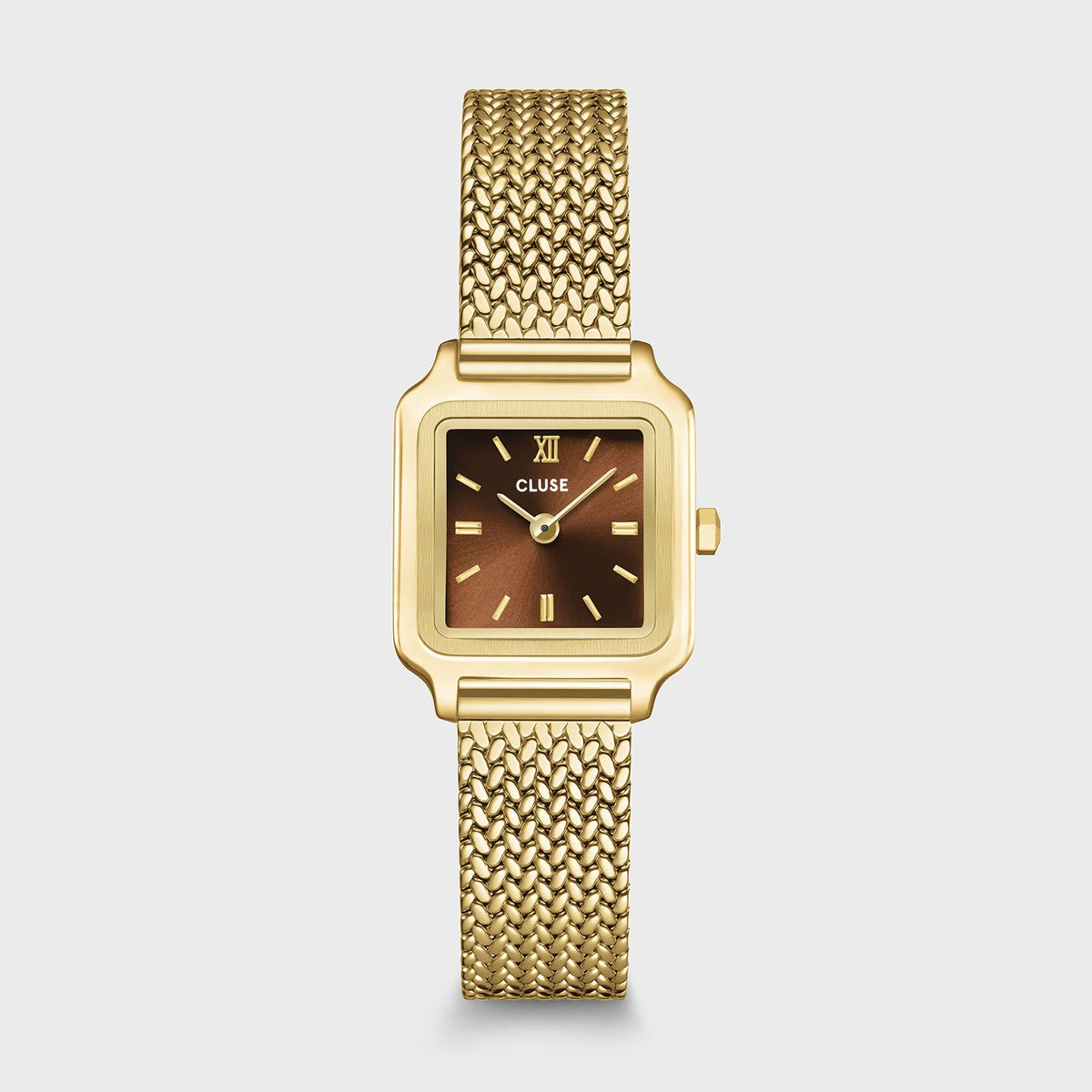 Cluse 21mm Gracieuse Mini Brown Dial Yellow Gold Mesh Bracelet Watch