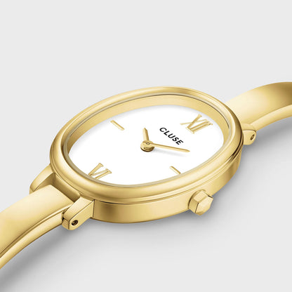 Cluse 22mm L'Ovale White Dial Gold Colour Bracelet Watch