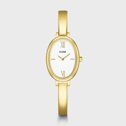 Cluse 22mm L'Ovale White Dial Gold Colour Bracelet Watch