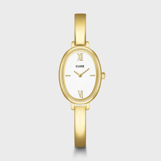 Cluse 22mm L'Ovale White Dial Gold Colour Bracelet Watch