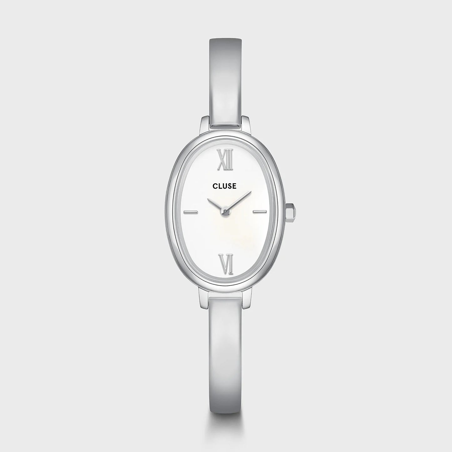 Cluse 22mm L'Ovale White Dial Silver Bracelet Watch