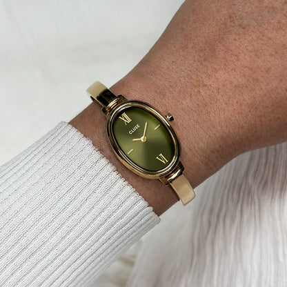 Cluse 22mm L'Ovale Green Dial Gold Colour Bracelet Watch