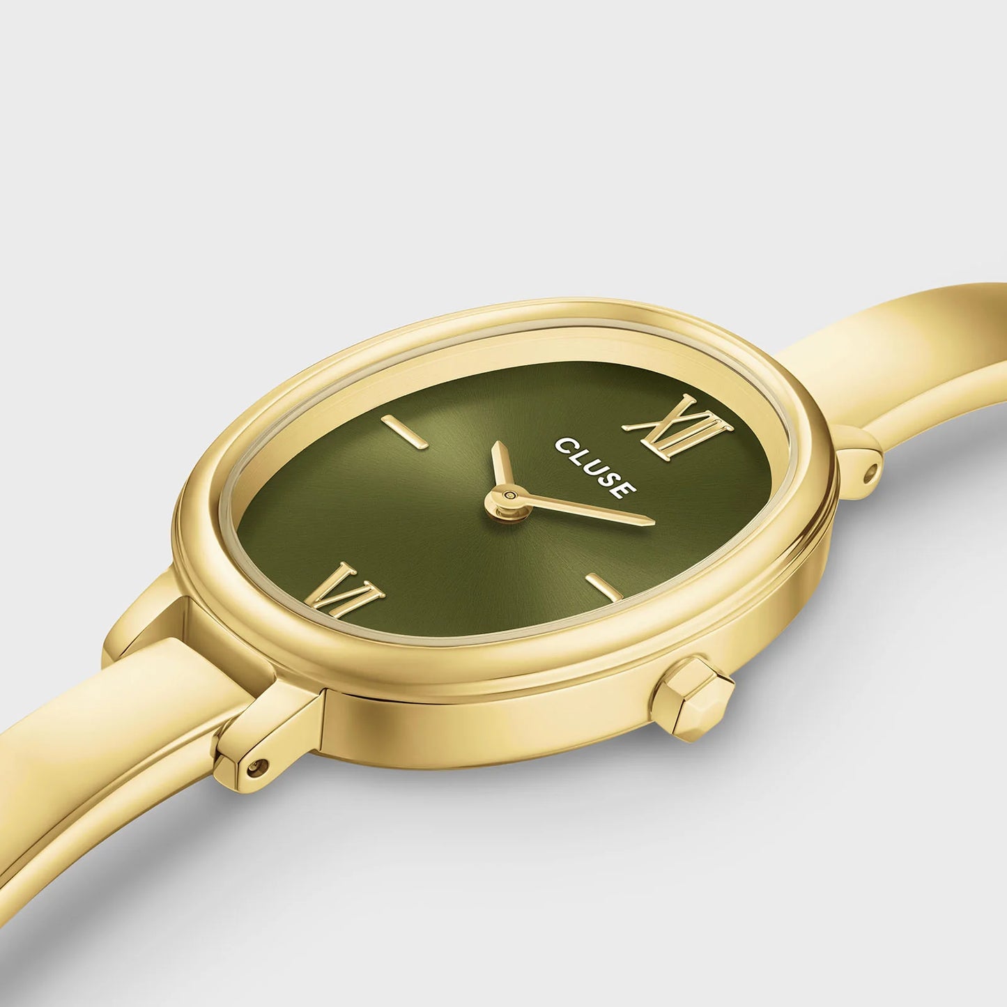 Cluse 22mm L'Ovale Green Dial Gold Colour Bracelet Watch