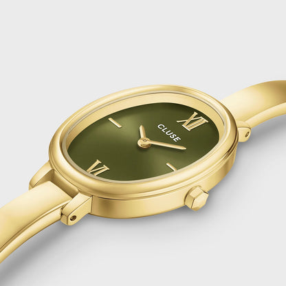 Cluse 22mm L'Ovale Green Dial Gold Colour Bracelet Watch