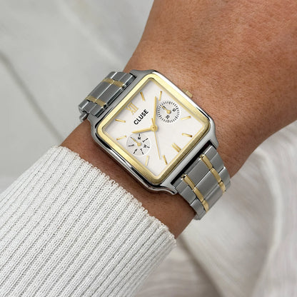 Cluse 30mm Gracieuse Multifunction Silver Dial Two Tone Link Strap Watch