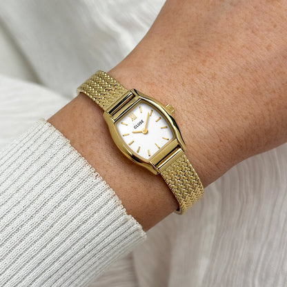 Cluse 19.5mm Tonnette Mini White Dial Yellow Gold Colour Bracelet Watch