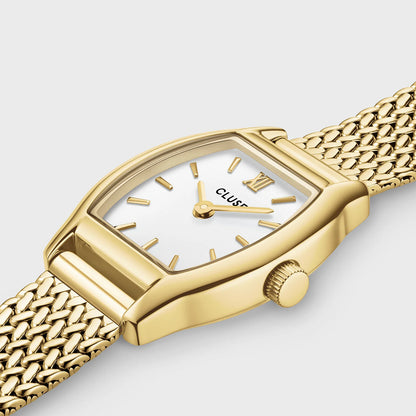 Cluse 19.5mm Tonnette Mini White Dial Yellow Gold Colour Bracelet Watch