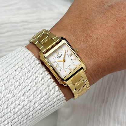 Cluse 22mm Anglée White Dial Yellow Gold Tone Watch