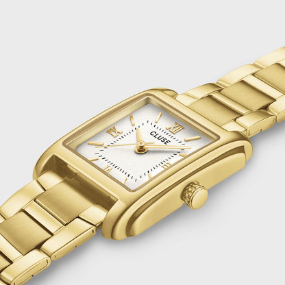 Cluse 22mm Anglée White Dial Yellow Gold Tone Watch