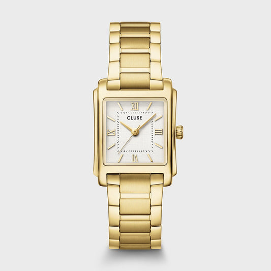 Cluse 22mm Anglée White Dial Yellow Gold Tone Watch