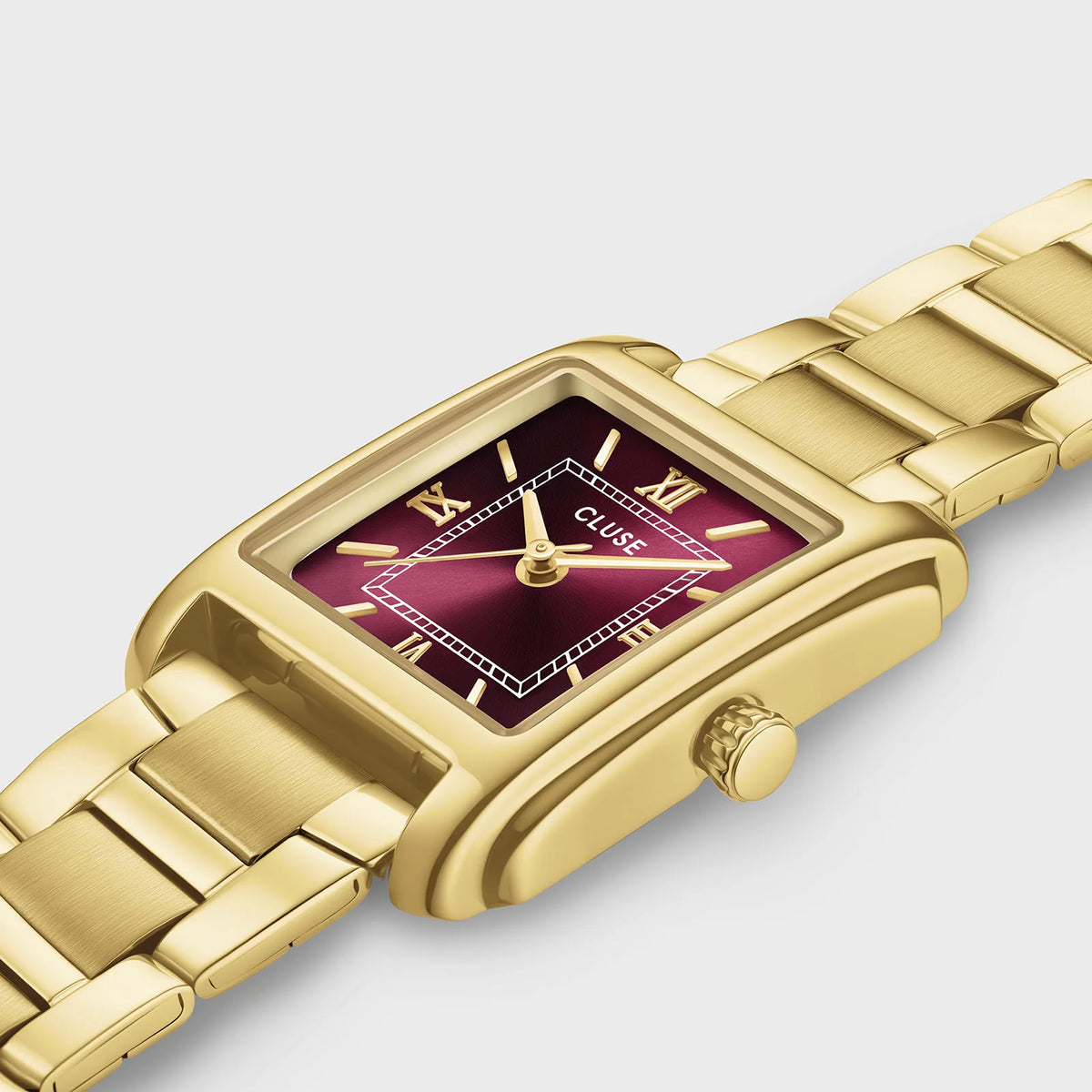 Cluse 22mm Anglée Dark Cherry Dial Yellow Gold Tone Watch